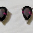 Pure .925 Sterling Silver Solid Studs Earrings Studded with Rhodolite Garnet