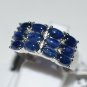 Pure 925 Sterling Silver Solid Fancy Ring with Blue Sapphire Ovals Size 6.5 (US)