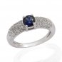 Pure 925 Sterling Silver Solid Ring with Blue Sapphire, White Topaz Size 7 (US)