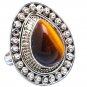 Pure 925 Sterling Silver Solid Ring Studded with Tiger Eye Custom Size 6 to12 US