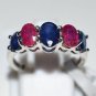 Pure Sterling Silver Solid Ring Studded with Pink Ruby, Sapphire Size 7 (US)