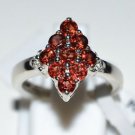 Pure 925 Sterling Silver Solid Ring with Garnet, White Topaz Size 6.0 (US)