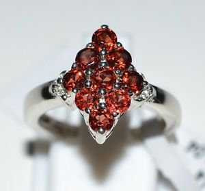 Pure 925 Sterling Silver Solid Ring with Garnet, White Topaz Size 6.0 (US)