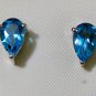 Pure .925 Sterling Silver Solid Studs Earrings Studded with Blue Topaz PearShape