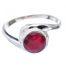 Pure 925 Sterling Silver Solid Ring Studded with Ruby Custom Size 6 to 12 (US)