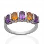 Pure 925 Sterling Silver Solid Ring with Amethyst & Citrine Size 7.0 (US)