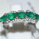 Pure 925 Sterling Silver Solid Fancy Ring Studded with Green Onyx Size 7.0 (US)