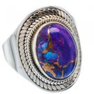Pure 925 Sterling Silver Solid Ring with Purple Copper Turquoise Size 6 - 12(US)