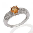 Pure 925 Sterling Silver Solid Ring with Citrine, White Topaz Size 7.0 (US)