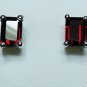 Pure .925 Sterling Silver Solid Studs Earrings Studded with Garnet Octagon