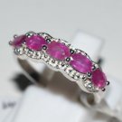 Pure 925 Sterling Silver Solid Fancy Ring Studded with Pink Ruby Size 7.0 (US)
