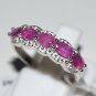 Pure 925 Sterling Silver Solid Fancy Ring Studded with Pink Ruby Size 7.0 (US)