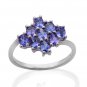 Pure 925 Sterling Silver Solid Ring with Tanzanite & White Topaz Size 9.0 (US)