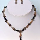 Antique Faceted Onyx Drops with Mix stones Beads Necklace with Dangle Earrings