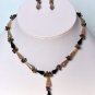 Antique Faceted Onyx Drops with Mix stones Beads Necklace with Dangle Earrings