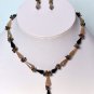 Antique Faceted Onyx Drops with Mix stones Beads Necklace with Dangle Earrings