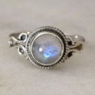 Pure 925 Sterling Silver Solid Ring with Rainbow Moonstone Size 5 to 13 (US)