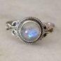 Pure 925 Sterling Silver Solid Ring with Rainbow Moonstone Size 5 to 13 (US)