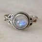 Pure 925 Sterling Silver Solid Ring with Rainbow Moonstone Size 5 to 13 (US)