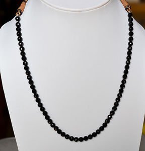 Fine AAA Quality 6 mm Faceted Black Spinel Rondelle Beads Necklace 14" Length