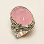 Pure 925 Sterling Silver Solid Ring Studded with Rose Quartz Size 5 to 13 (US)