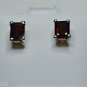 Pure 925 Sterling Silver Solid Studs Earrings Studded with Garnet Octagon