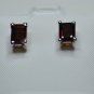 Pure 925 Sterling Silver Solid Studs Earrings Studded with Garnet Octagon