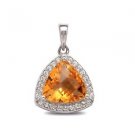 Pure 925 Sterling Solid Silver Pendant studded with Genuine Citrine, White Topaz