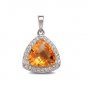 Pure 925 Sterling Solid Silver Pendant studded with Genuine Citrine, White Topaz