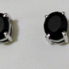 Pure 925 Sterling Silver Solid Studs Earrings Studded with Black Onyx Oval