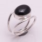 Pure 925 Sterling Silver Solid Ring Studded with Black Onyx Size 5 to 14 (US)