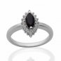 Pure 925 Sterling Silver Solid Ring with Black Onyx & White Topaz Size 8.0 (US)