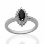 Pure 925 Sterling Silver Solid Ring with Black Onyx & White Topaz Size 8.0 (US)