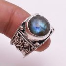 Pure 925 Sterling Silver Solid Ring Studded with Labradorite Size 5 to 14 (US)