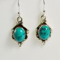 Pure 925 Sterling Solid Silver Dangle Earrings studded with Turquoise Ovals