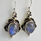 Pure 925 Sterling Solid Silver Dangle Earrings studded with Rainbow Moonstone