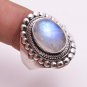 Pure 925 Sterling Silver Solid Ring with Rainbow Moonstone All US Sizes 4 to 13
