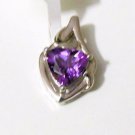 Pure 925 Sterling Silver Solid Pendant studded with Genuine Amethyst Trillion