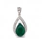 Pure 925 Sterling Silver Solid Pendant studded with Green Onyx, White Topaz