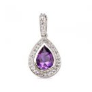 Pure 925 Sterling Solid Silver Pendant studded with Amethyst, White Topaz