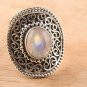 Pure 925 Sterling Silver Solid Ring with Rainbow Moonstone Size 6 to 12 (US)