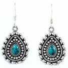 Pure 925 Sterling Solid Silver Dangle Earrings Studded with Turquoise Pear Shape