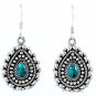 Pure 925 Sterling Solid Silver Dangle Earrings Studded with Turquoise Pear Shape