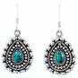 Pure 925 Sterling Solid Silver Dangle Earrings Studded with Turquoise Pear Shape