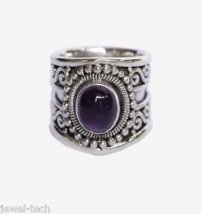 Pure 925 Sterling Solid Silver Ring with Genuine Amethyst Custom US Size 6 to 12