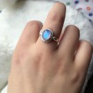Pure 925 Sterling Solid Silver Ring with Rainbow Moonstone All US Sizes 4 to 13