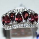 Pure 925 Sterling Silver Solid Fancy Ring with Garnet, White Topaz Size 8.0 (US)