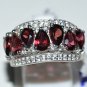 Pure 925 Sterling Silver Solid Fancy Ring with Garnet, White Topaz Size 8.0 (US)