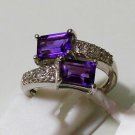 Pure 925 Sterling Silver Solid Ring with Amethyst & White Topaz Size 6.5 (US)