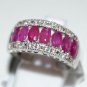 Pure Sterling Silver Solid Ring Studded with Pink Ruby, White Topaz Size 6.5(US)